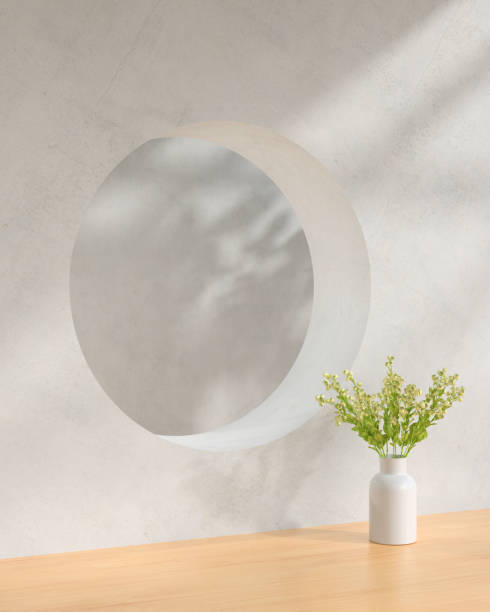 istock Modern Product Display Podium With Sunlight And Leaf Shadow.