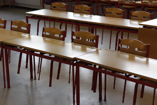istock An empty children classroom with chairs and tables 1278057722