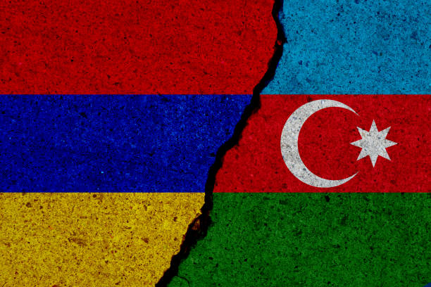 istock concrete wall with painted armenia and azerbaijan flags 1278058248