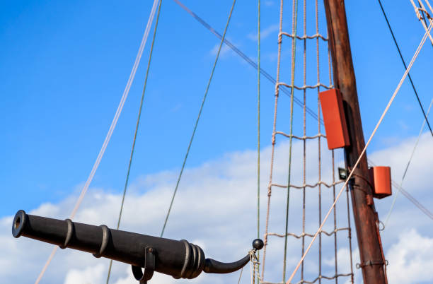 istock Cannon on a wooden Pirate Ship. 1278062471