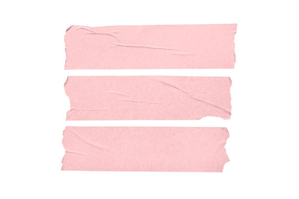 satz von rosa leere klebeband aufkleber isoliert auf weißem hintergrund - andres stock-fotos und bilder