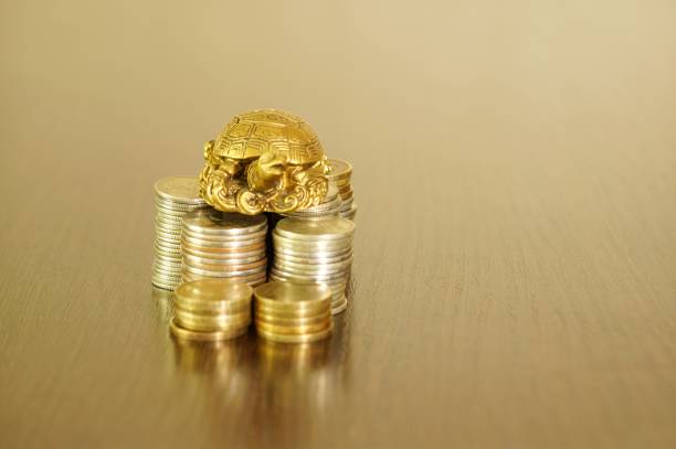 istock A metal turtle next to a stack of coins. 1278064987