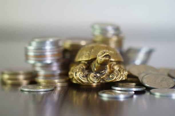 istock A metal turtle next to a stack of coins. 1278065178