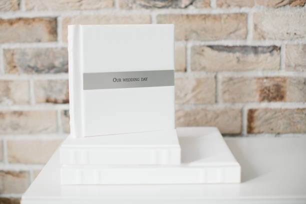 Faux leather white wedding photo books