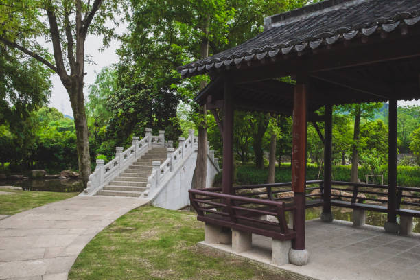 istock Bridge and Chinese pavilion in Lanting (Orchid Pavilion) scenic area, Shaoxing, China 1278067811