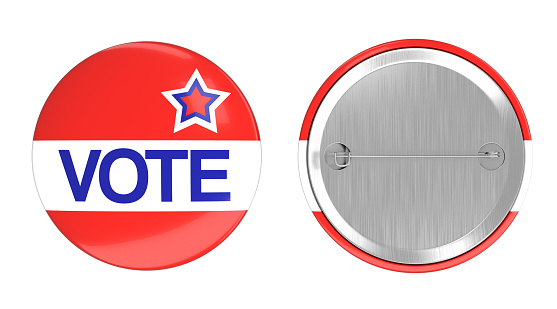 Vote election badge button, 3D rendering