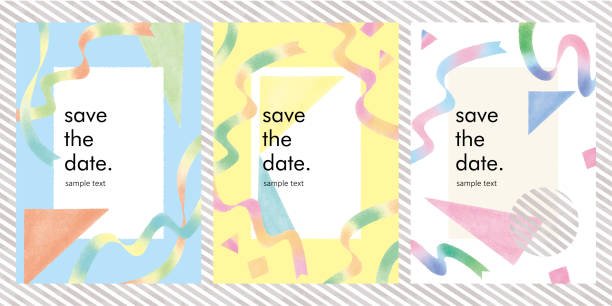 ilustrações de stock, clip art, desenhos animados e ícones de colorful ribon invitation template drawn with colored pencils - fita ilustrações