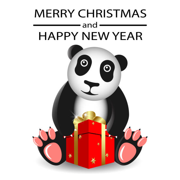 ilustrações de stock, clip art, desenhos animados e ícones de plush panda with gift. - fluffy bear cute friendship