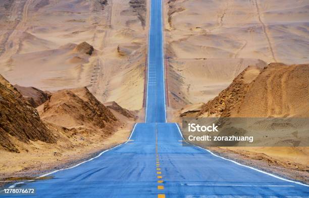 Desert Straight Road Stock Photo - Download Image Now - Road, Eternity, Long