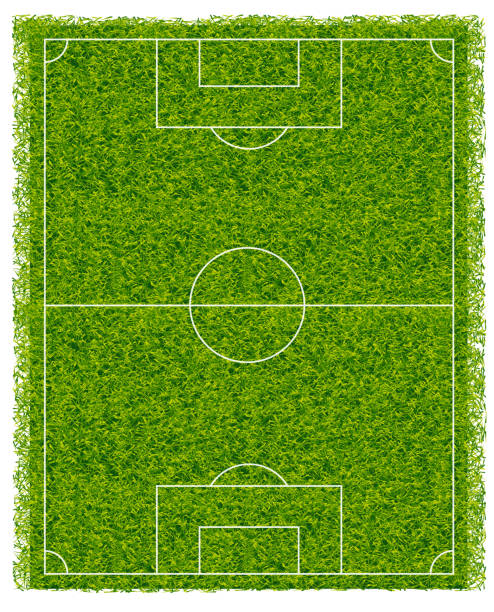 istock Realistic classic football field with two-tone green coating 1278077658
