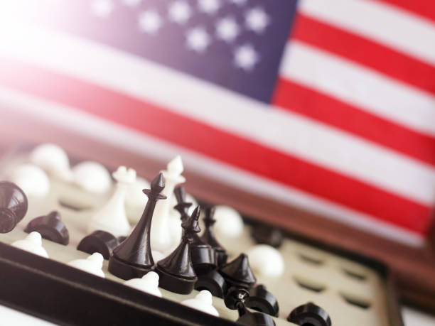 istock Chess and american flag so close 1278082620