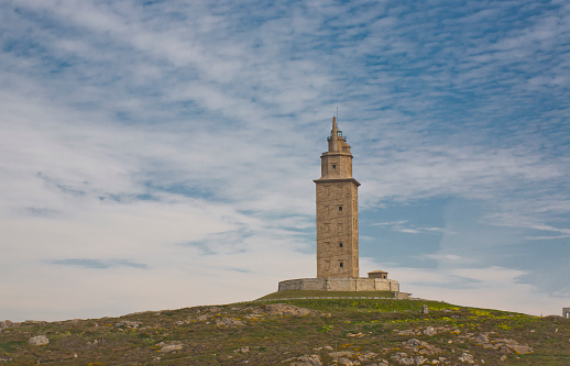 Hercules tower. The oldest Roman lighthouse in the world, which is still in operation. It is located in the city of La Coruña, in Spain