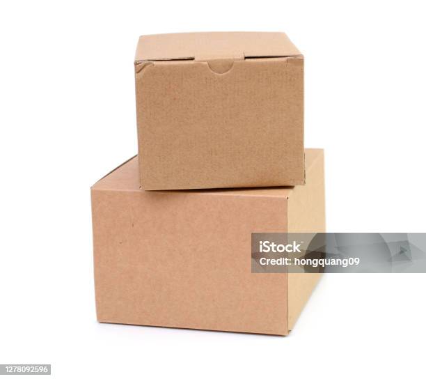 Stack 2 Box Two Crate Boxes Stacking On White Stock Photo - Download Image Now ...