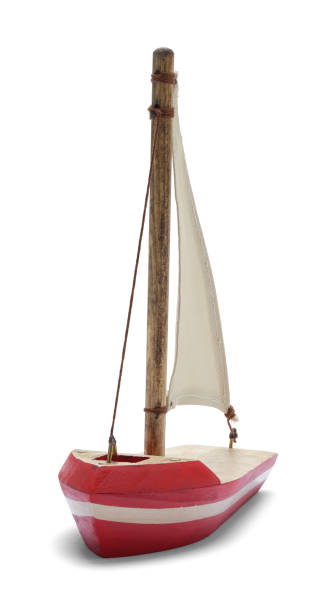 front de bateau de voile de bois - nautical vessel isolated toy boat wood photos et images de collection