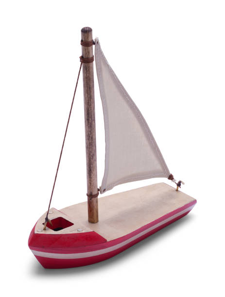 bateau de voile de bois - nautical vessel isolated toy boat wood photos et images de collection