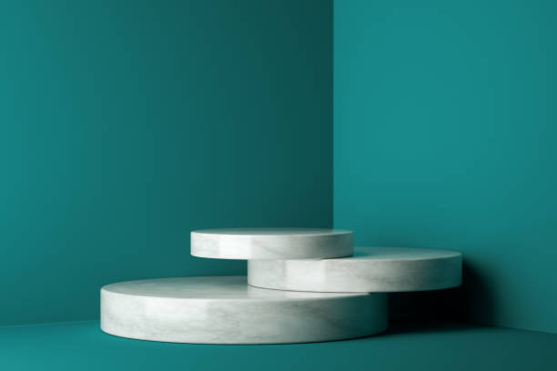 istock Mockup winner podium, abstract minimalism and realistic marble with blue background, 3d render 1278098210