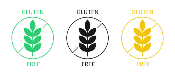 글루텐 프리 벡터 라벨 아이콘 세트. - gluten gluten free stock illustrations