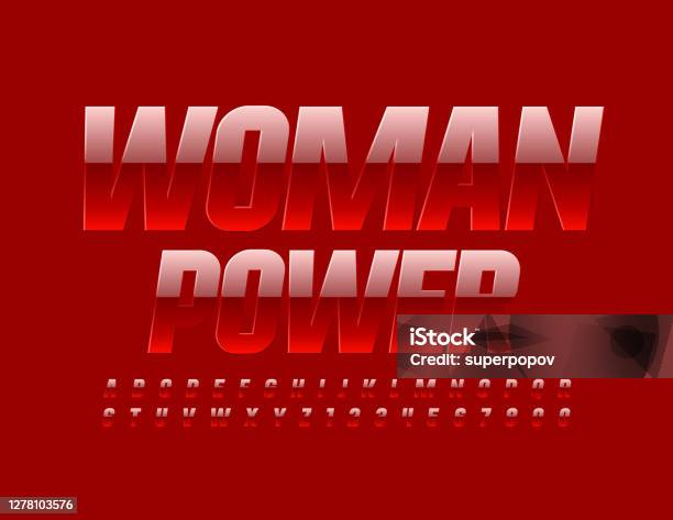 Power Woman Letras Vetores de Pôster Do Movimento Vetorial Woman Power Letras E Números Do ...