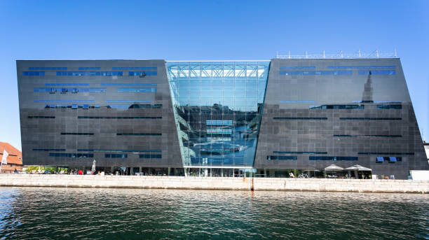 The Royal Library or Black Diamond iconic building on the waterfront in Copenhagen, Denmark stock photo