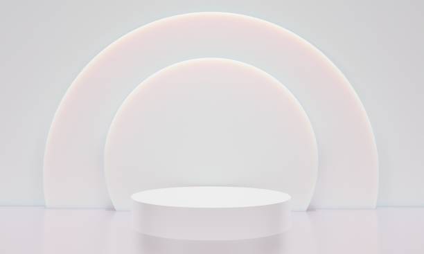 istock Scene with podium for mock up presentation in white color and minimalist style with copy space, 3d render abstract background design 1278105267
