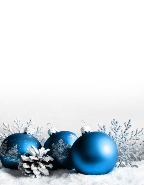 istock Christmas balls, snowflake and pine cone on winter background. 1278106984