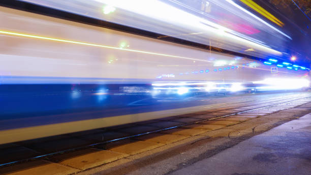 istock Light tracery from tram in night Moscow 1278107179