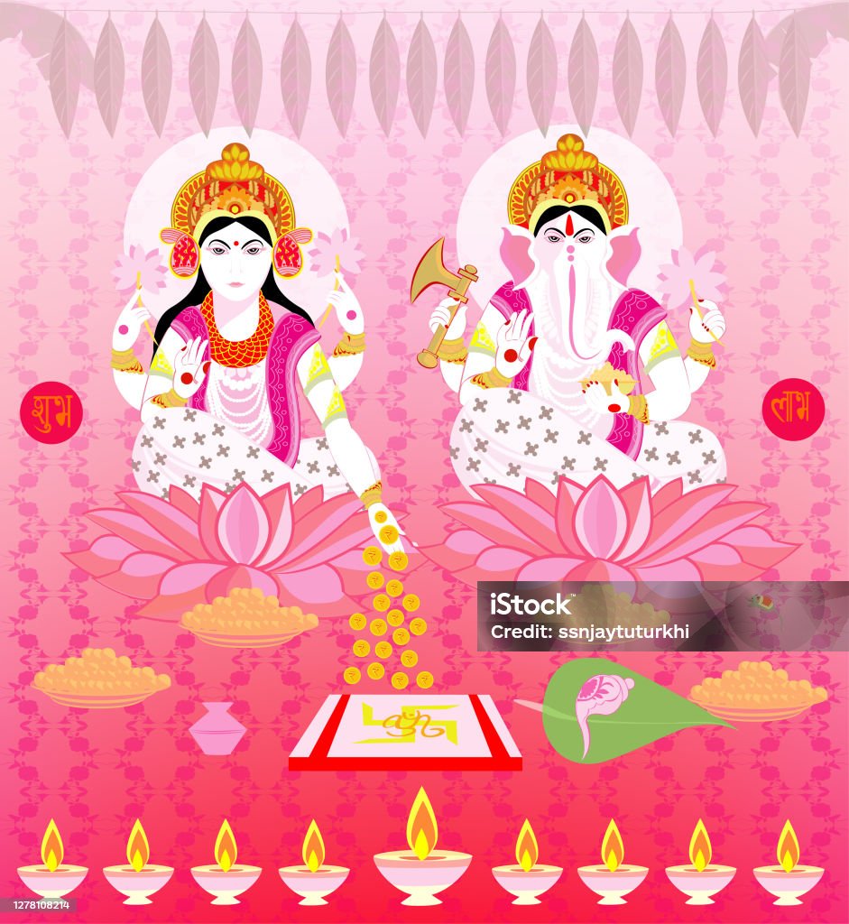 Lakshmi Ganesh Diwali Stock Illustration - Download Image Now ...