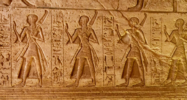 Stone Hieroglyphic Carvings at Kom Ombo Temple Stone Hieroglyphic Carvings at Kom Ombo Temple near Luxor tonatiuh stock pictures, royalty-free photos & images