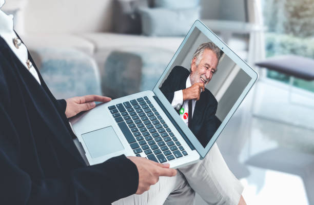 istock Video call business people meeting on virtual workplace or remote office 1278110775