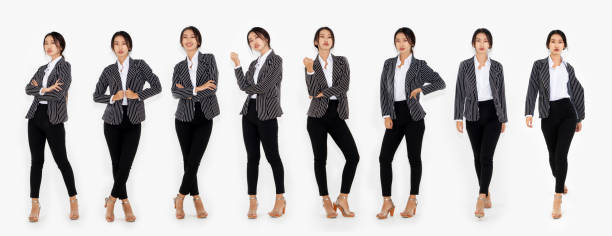 istock Different pose of same Asian woman full body portrait set 1278113902