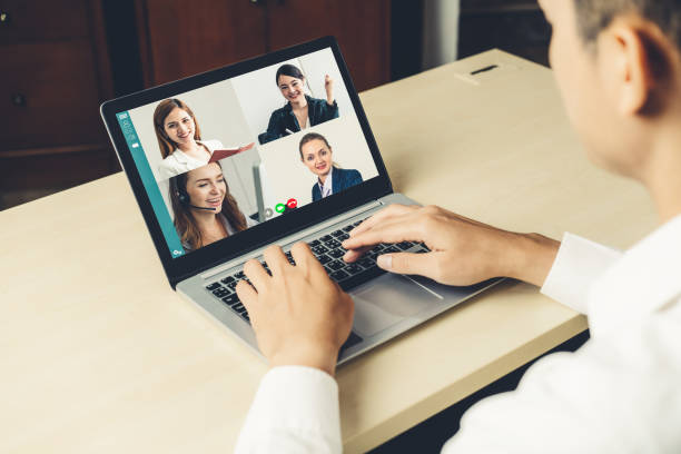 istock Video call business people meeting on virtual workplace or remote office 1278114514