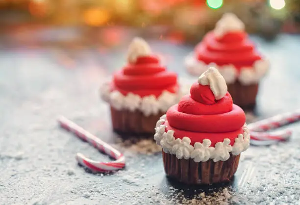 Photo of Freshly Made Santa Hat Cupcakes