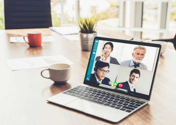 istock Video call business people meeting on virtual workplace or remote office 1278117286