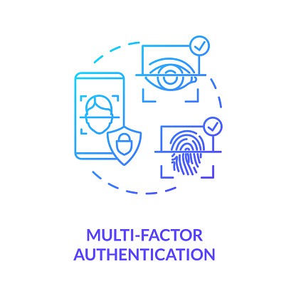 Multi-factor authentication concept icon. Identity and access management idea thin line illustration. Retina, iris scanning. Facial recognition. Vector isolated outline RGB color drawing