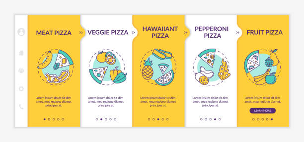 상단 피자 유형 온보딩 벡터 템플릿 - application software food pizza cheese stock illustrations