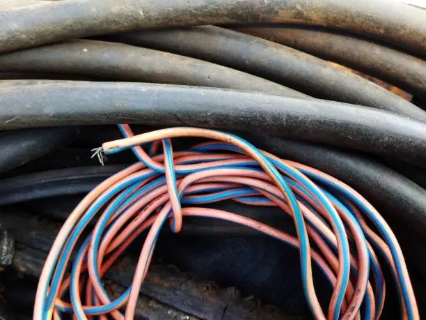 A roll of cable aging, abandoned stuff at warehouse