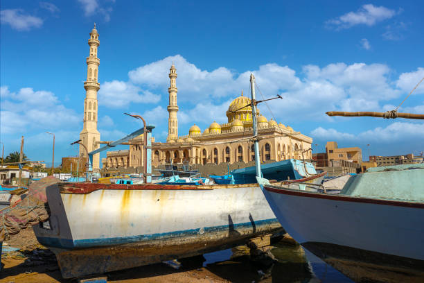 istock Mosque and harbor in Hurghada, Egypt 1278140857