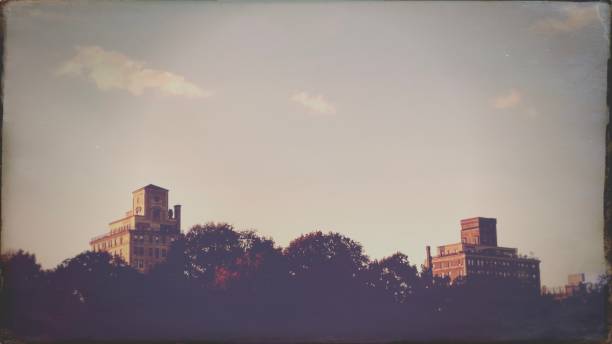 istock Two Buildings over the Trees - Vintage style 1278141464