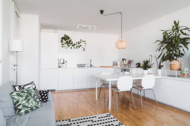 istock Open living space, with joined kitchen and living room 1278157002