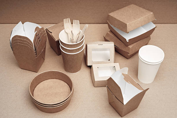 istock A set of paper and wood, environmentally friendly and biodegradable disposable tableware. Fast food, cafe. 1278157291