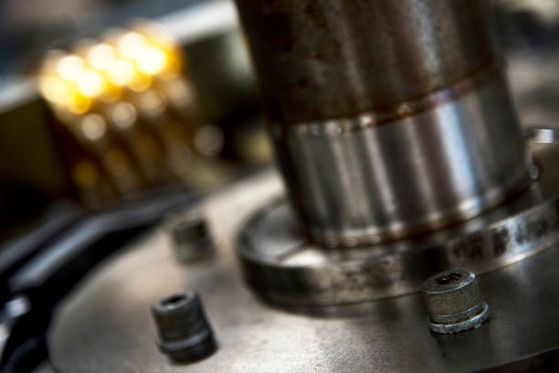 istock Round shiny reflective stainless steel manufacturing gear spindle 1278160075