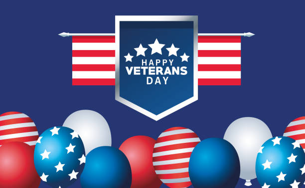istock happy veterans day lettering with usa flag in shield and balloons helium 1278171268