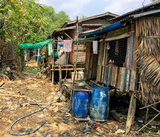 istock Old Shacks on Island in Yangon River 1278173097