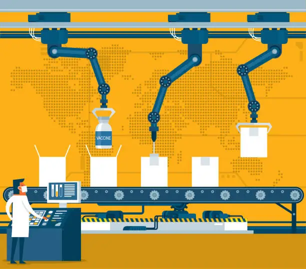 Vector illustration of pharmaceutical factory