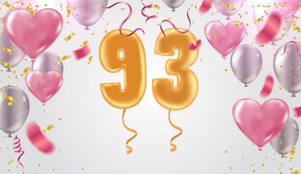 istock 93 years anniversary and birthday with template design on background colorful balloon and colorful tiny confetti pieces for celebration 1278181726