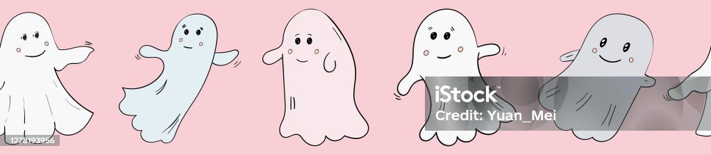 Ghost Design Fun Ghosts Have Fun Halloween Symbol Vector Doodle Illustration Horizontal ...
