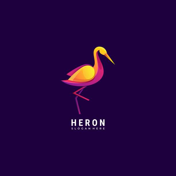 вектор иллюстрация херон градиент красочный стиль. - vibrant color birds wild animals animals and pets stock illustrations