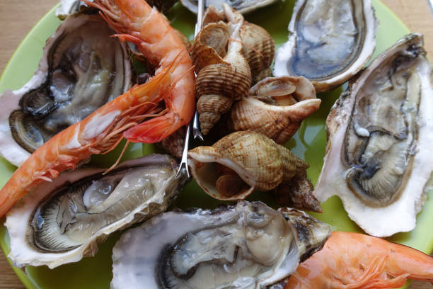 istock Seafood restaurant Oysters Shrimp-Seafood Meal served 1278197866