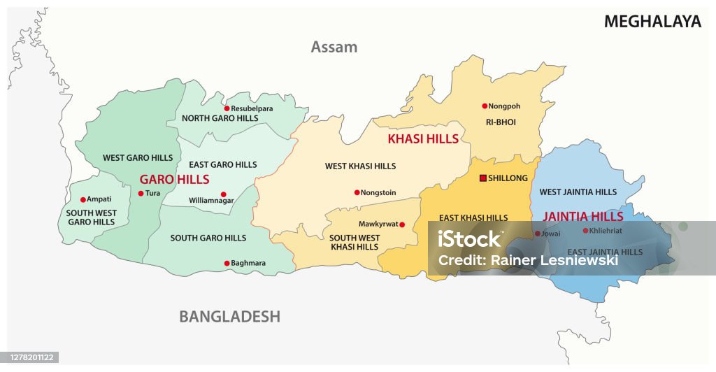 Bản Đồ Vector Hành Chính Và Chính Trị Meghalaya Ấn Độ Hình minh họa Sẵn có - Tải xuống Hình ảnh Ngay bây giờ - iStock