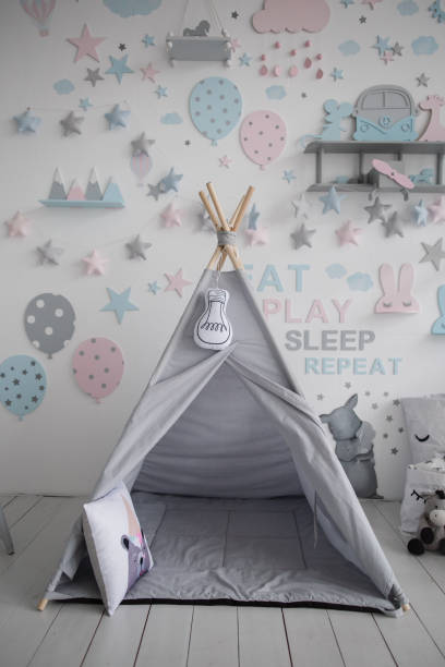 istock a gray wigwam in the children's room 1278202170